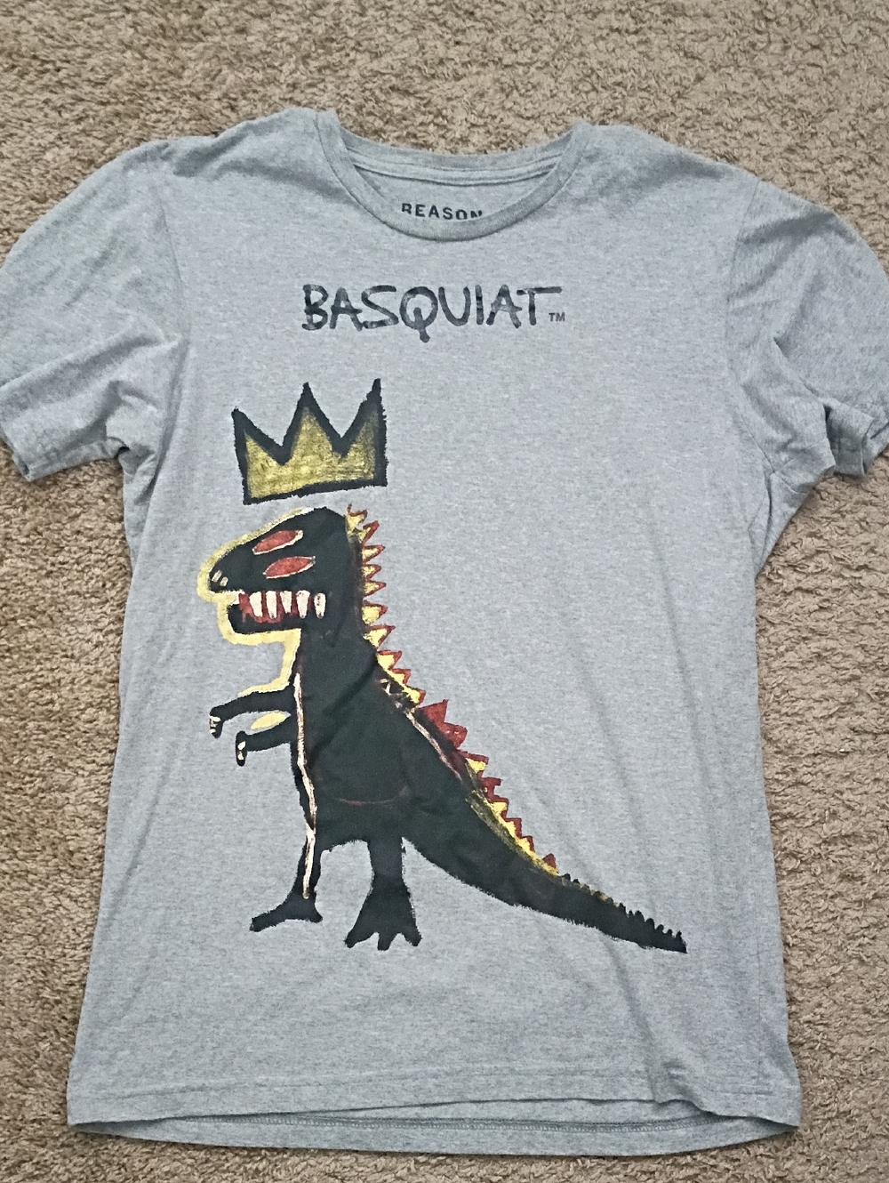 Basquiat Graphic Tee with Crown Dinosaur